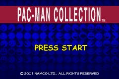 Pac-Man Collection title screen for GameBoy Advance